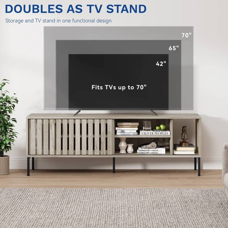 Modern TV Stand Media Console with Storage for 65 70" TV - 64 inches in width
