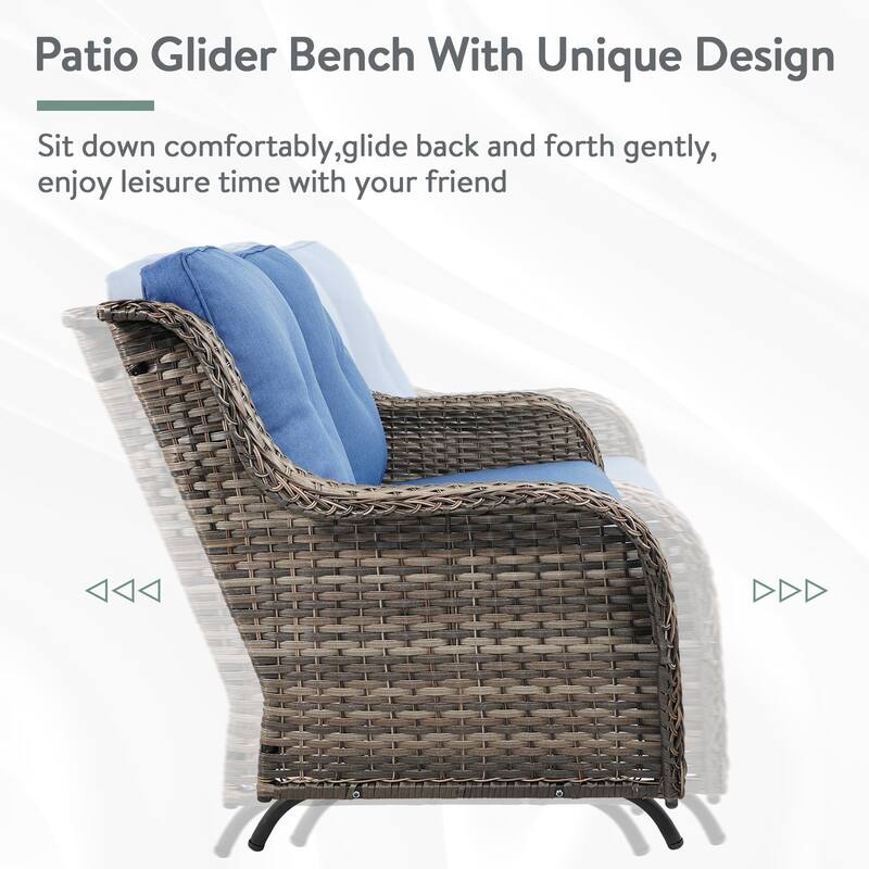Outdoor Patio Loveseat Glider with Soft Cushion - Grey