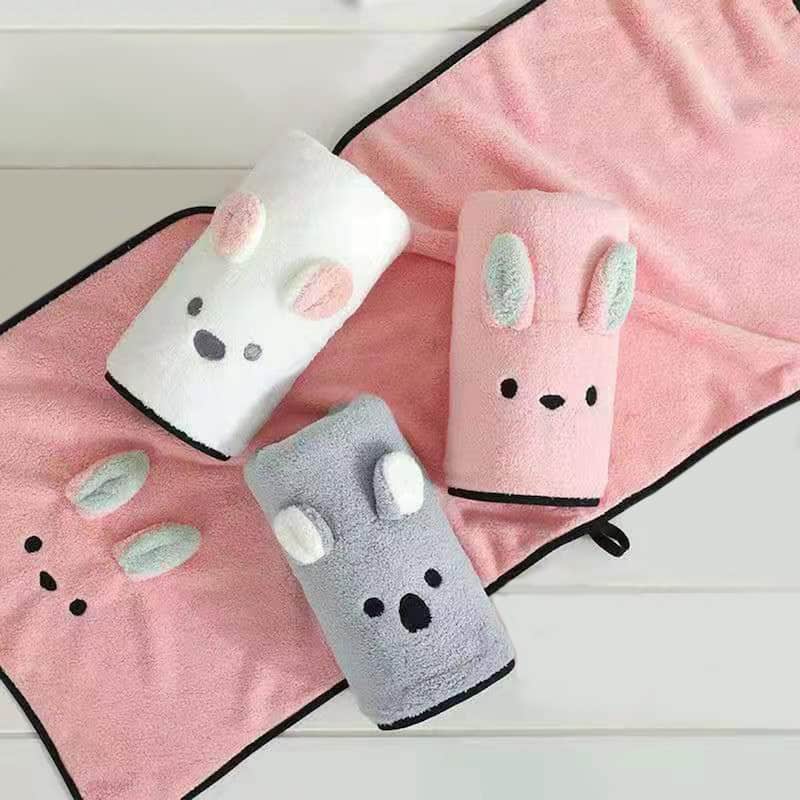 Coral Hand Towels Soft and Absorbent Rabbit Pattern Towel Set for Bathroom