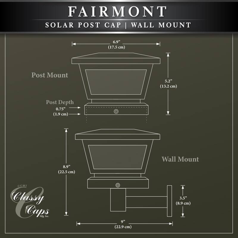 Classy Caps Black Fairmont Solar Post Caps (Set of 2)