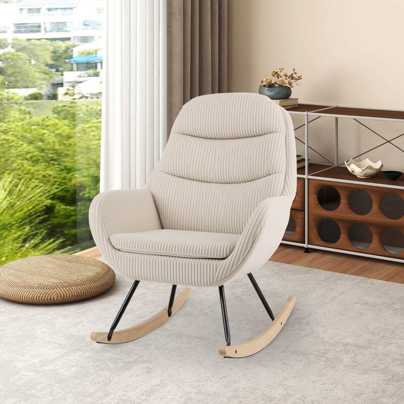 Costway 1/2 PCS Upholstered Rocking Chair with Padded Backrest & Seat