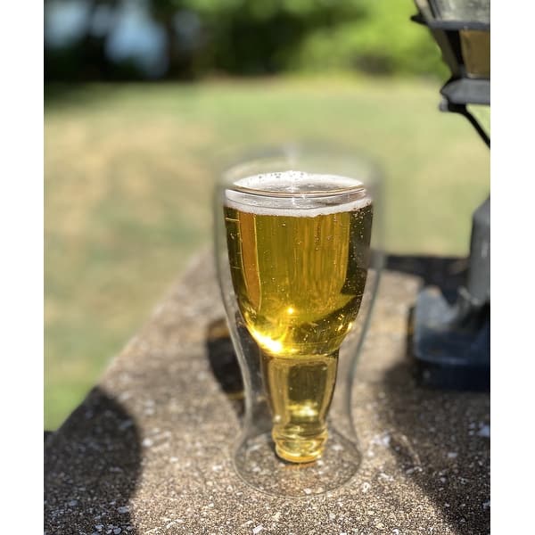 STP Goods 12.5 Oz Double Wall Insulated Beer Glasses Set of 2 Bed