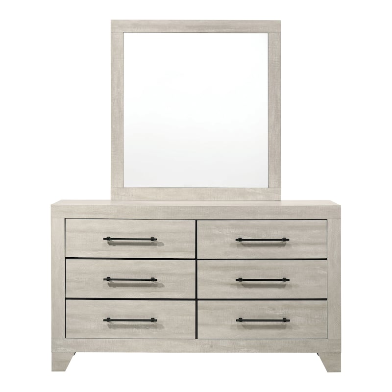 Furniture of America Imana Modern 2-Piece Light Grey Wood 6-Drawer Dresser and Mirror Set