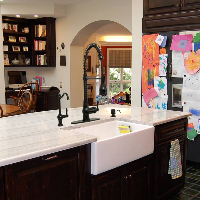 Pre-Rinse Spring Kitchen Faucet, Single Level with Pull Down Sprayer