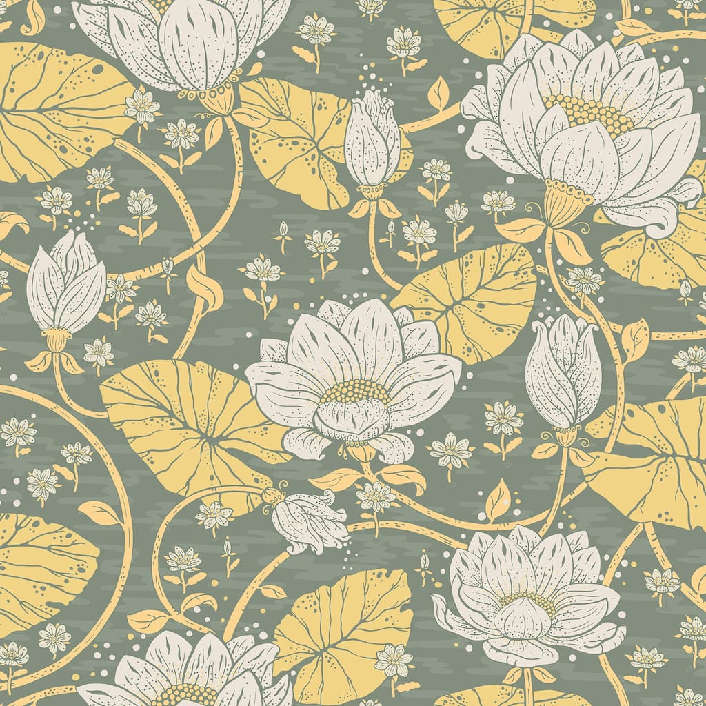 A-Street Prints Eva Yellow Lotus Dreams Wallpaper