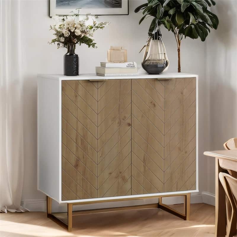Storage Cabinet with 2 Doors, Kitchen Buffet Cabinet with Storage - White