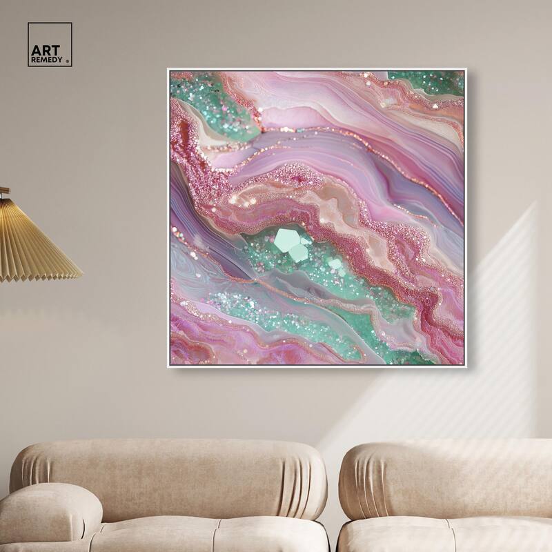 Pink and Mint Crystal II Canvas by Art Remedy