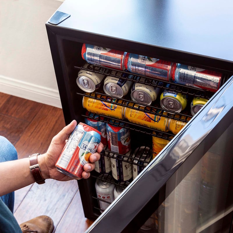 Newair 126 Can Freestanding Beverage Fridge in Onyx Black with Adjustable Shelves