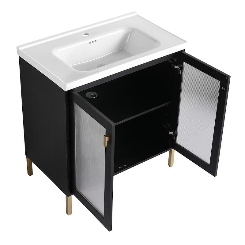GDFStudio - Eliana Modern Freestanding Bathroom Vanity with Soft-Close Doors and Ceramic Sink