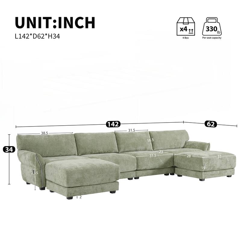 U-Shape with Extra-Wide Seat Cushion