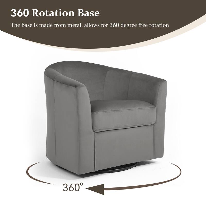 2 Set Modern Upholstered Swivel Barrel Chair Living Room Accent Chair