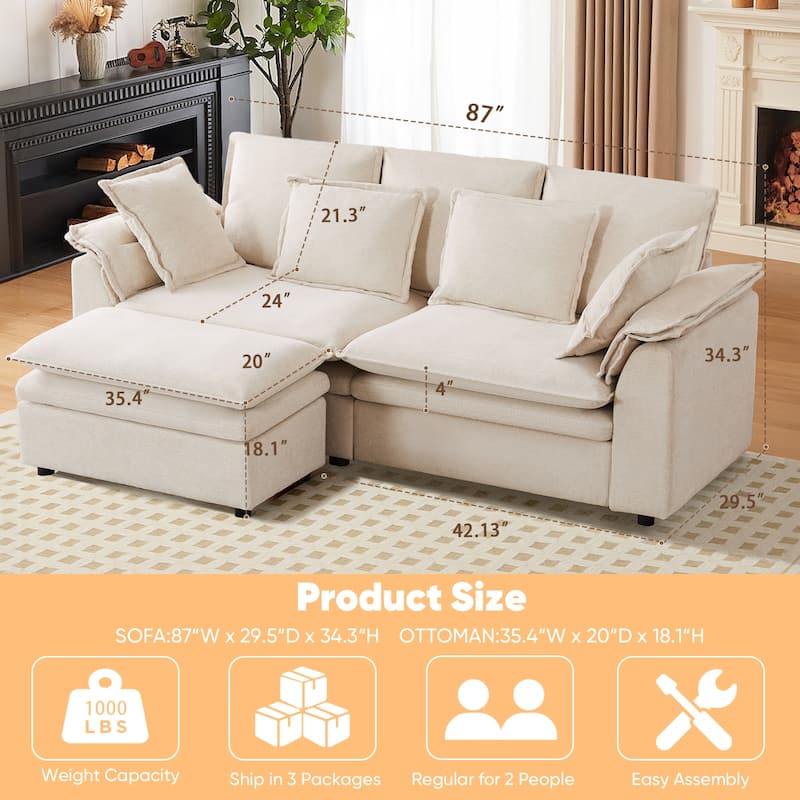 Pocassy Oversized Sectional Sofa Cloud Couch for Living Room