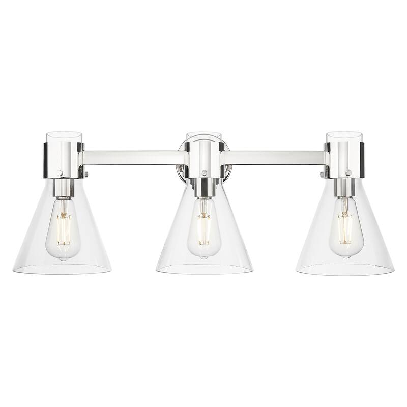 Innovations Lighting 464-3W-G464C-7CL Lawton Cone 3 Light 24" Wide - Polished Nickel