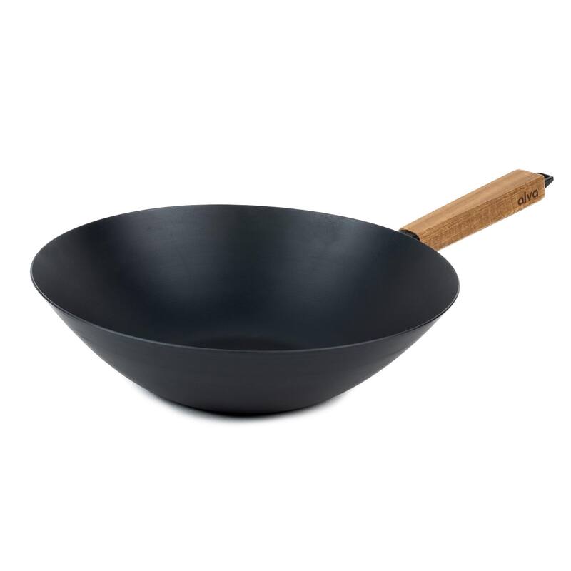 Alva Forest Carbon Steel Pan Pre-Seasoned with Natural Mineral Oil - 12"Wok