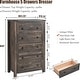 preview thumbnail 27 of 26, 48" Tall Farmhouse 5 Drawer Wood Dresser, Chest of Drawers for Bedroom