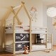preview thumbnail 4 of 13, Kid Bed Frame Twin over Twin House Bunk Bed with Staircase and 2 Blackboards