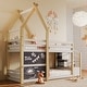 preview thumbnail 3 of 34, Twin House Bunk Bed with Stairs & Blackboards - Playful Design for Kids