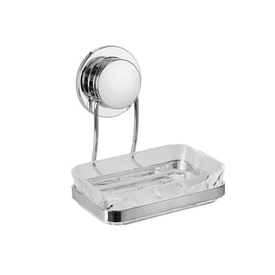 Croydex Stick 'n' Lock Adhesive No Drill Soap Dish & Wall Mounted Holder - Chrome