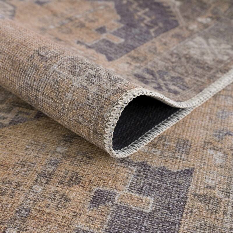 Hauteloom AUY Collection Machine Washable Persian Medallion Area Rug