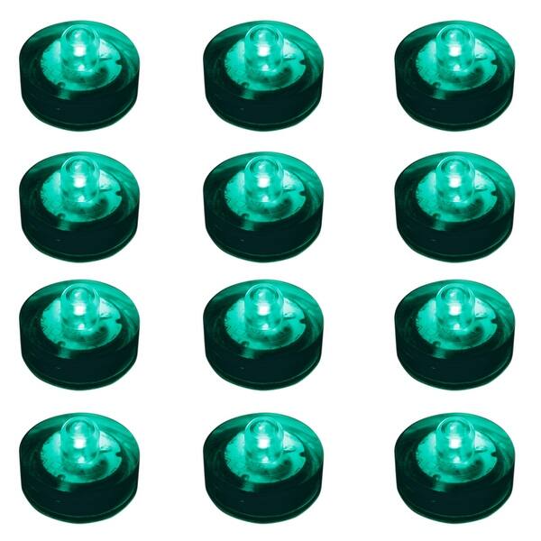 Shop Set Of 12 Teal Battery Operated Submersible Led Lights 1 25