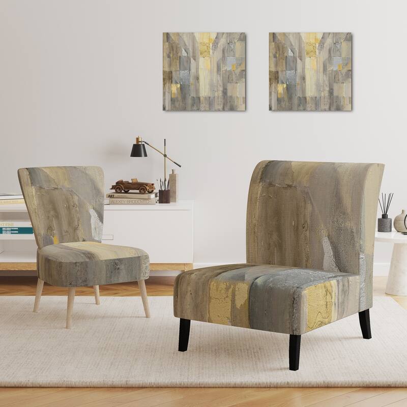Designart "Gold Square Watercolor" Upholstered Glam Accent Chair - Arm Chair