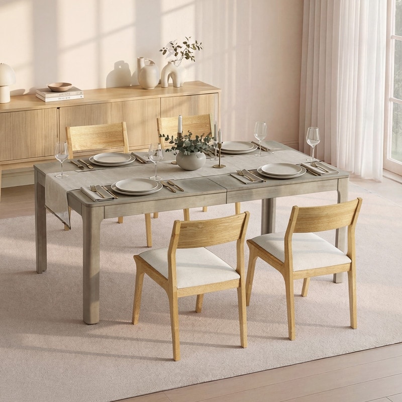 Spruce & Spring Mid Century Modern Extendable Dining Table for 6-8 People
