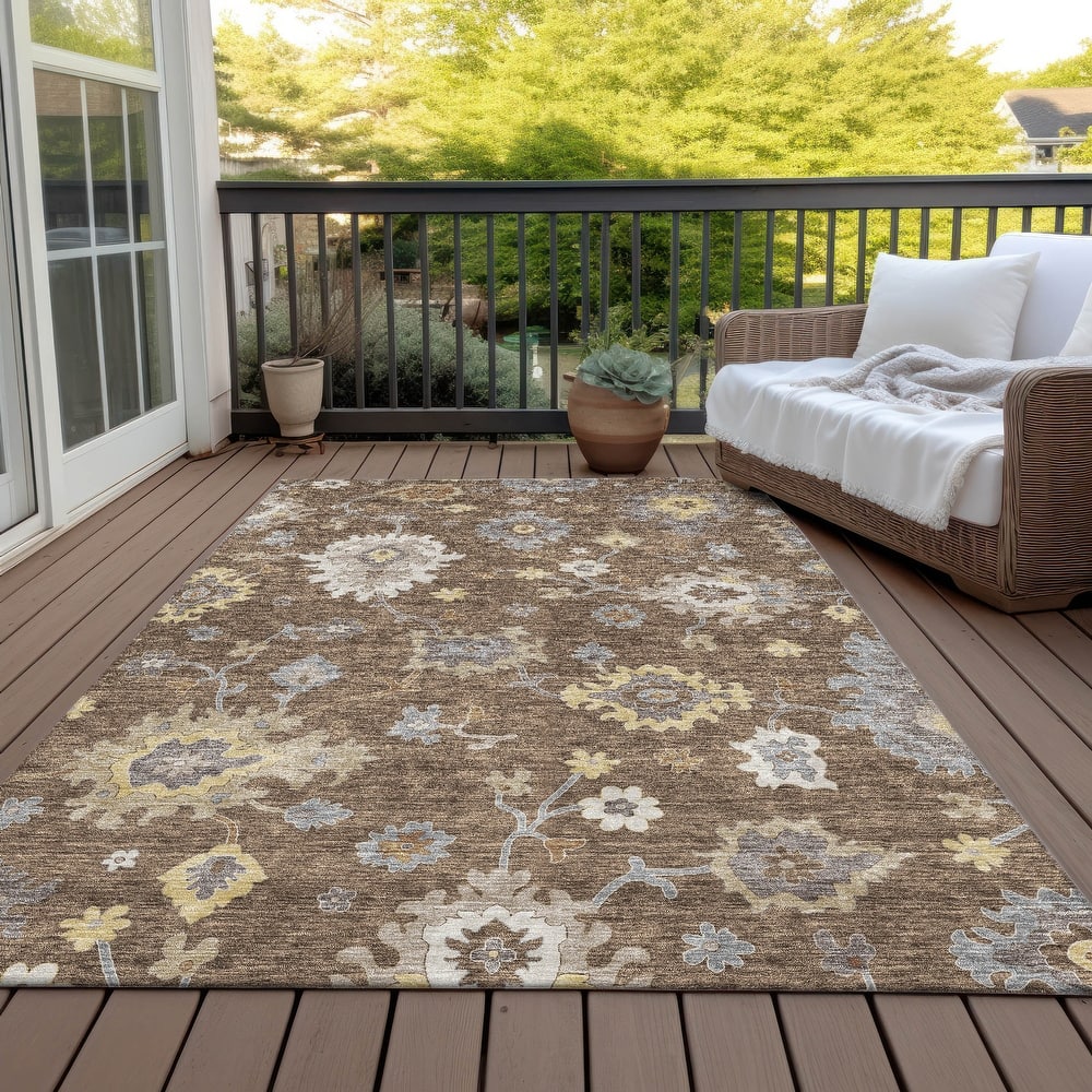Machine Washable Indoor/ Outdoor Chantille Traditonal Kashan Rug