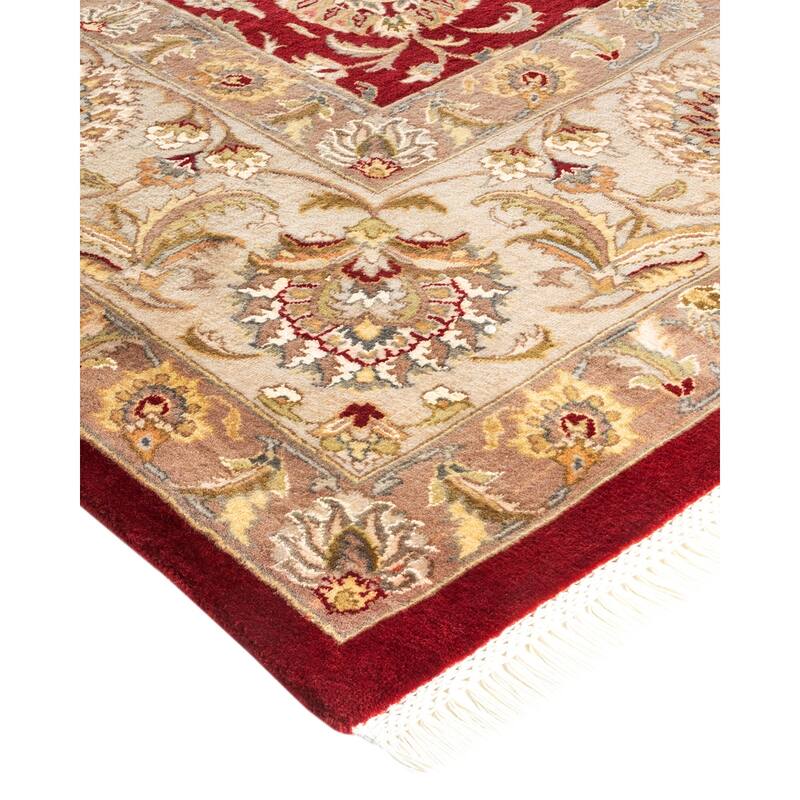 Overton Hand Knotted Wool Traditional Oriental Red Area Rug - 9' x 12'
