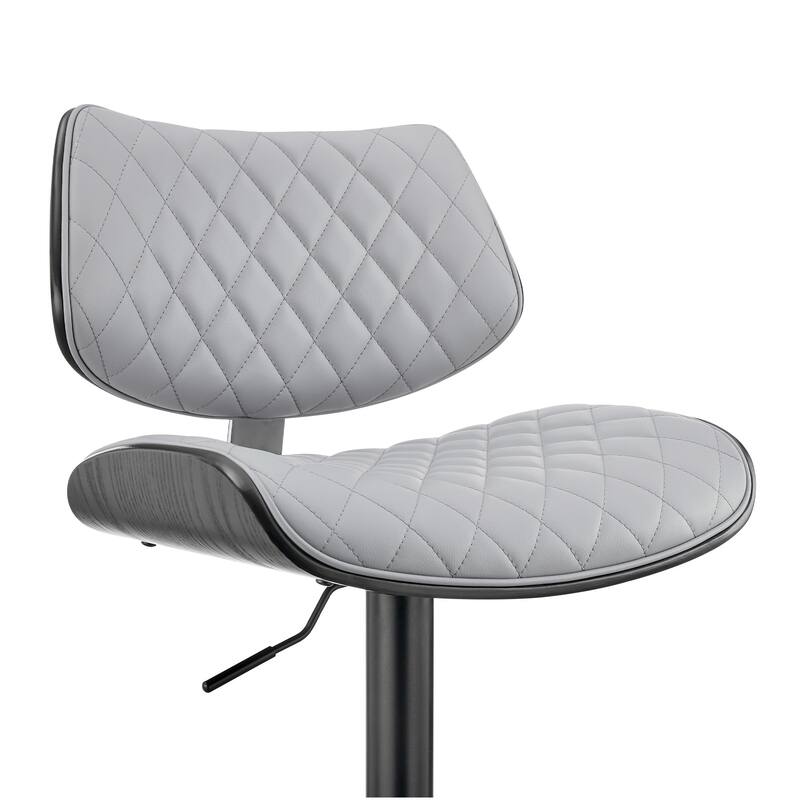 HomeRoots 24" Gray And Black Faux Leather And Iron Swivel Low Back Adjustable Height Bar Chair