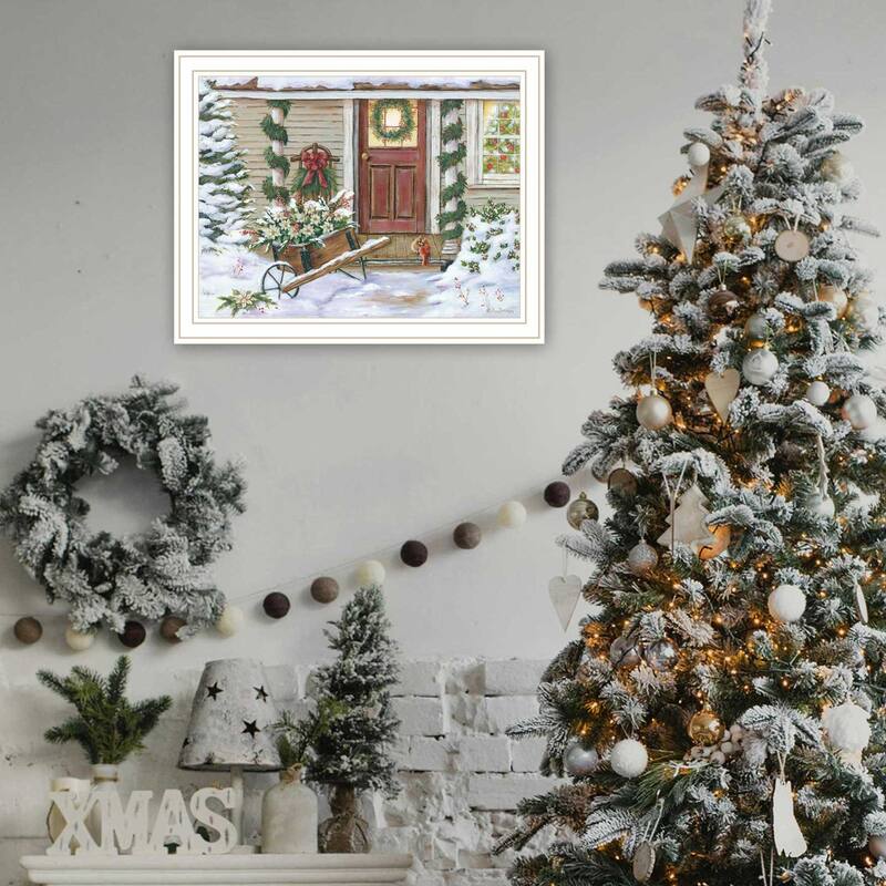 Framed Wall Art - Holiday Porch, White Frame