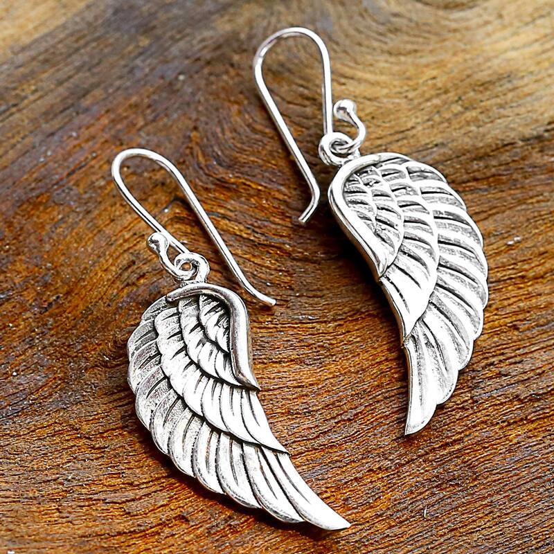 Sterling Silver Dangle Earrings, 'Loving Wings' - 1.6*0.6