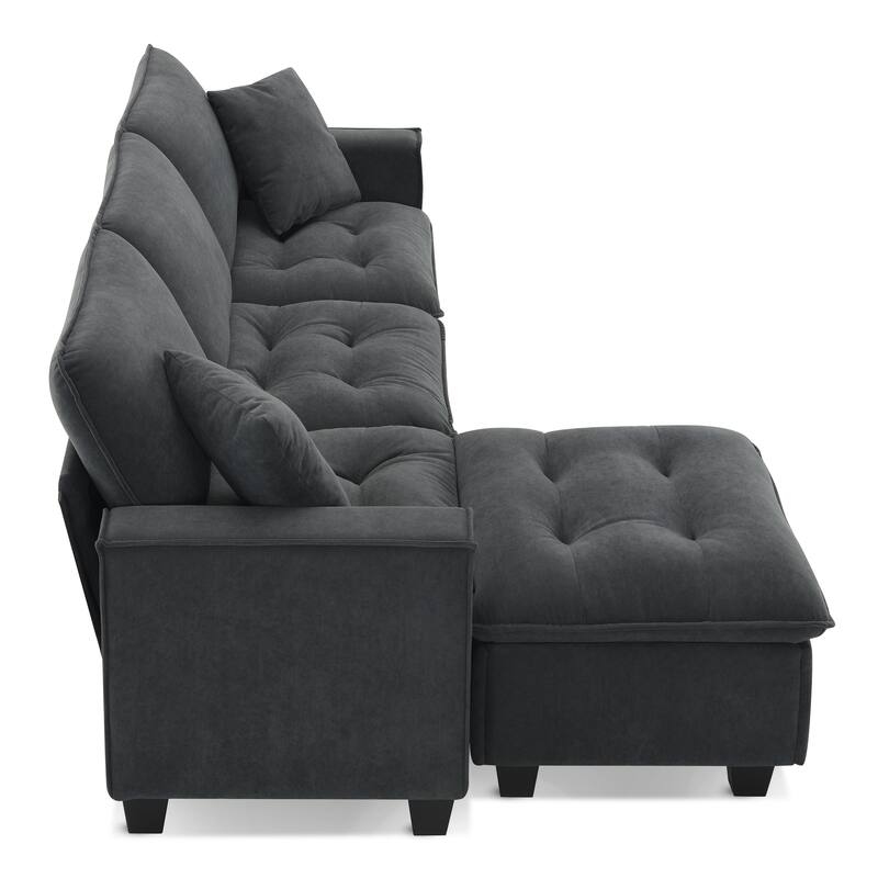 Convertible Sectional Sofa, L-shaped Reversible Couch Set