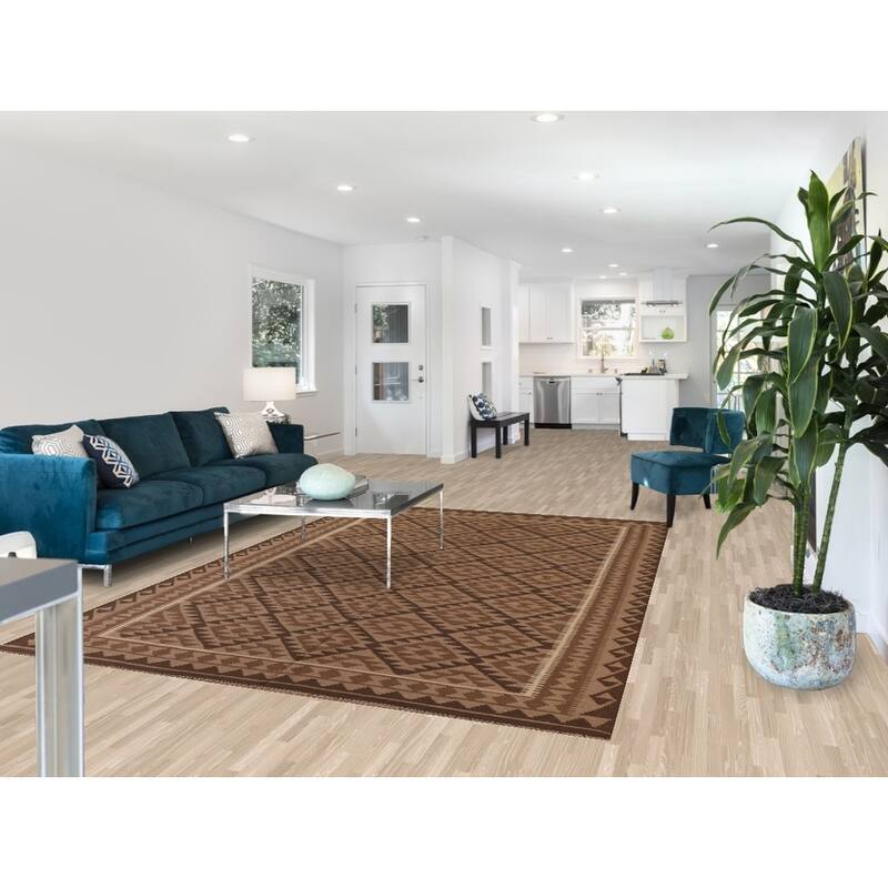 Reversible Kilim Rug Hand-woven Oriental Wool Carpet - 6'7" x 9'6"