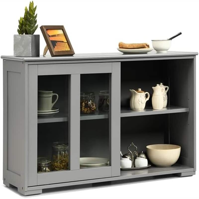 Stackable Buffet Storage Sideboard - 41.9"D x 13"W x 24.5"H - Grey