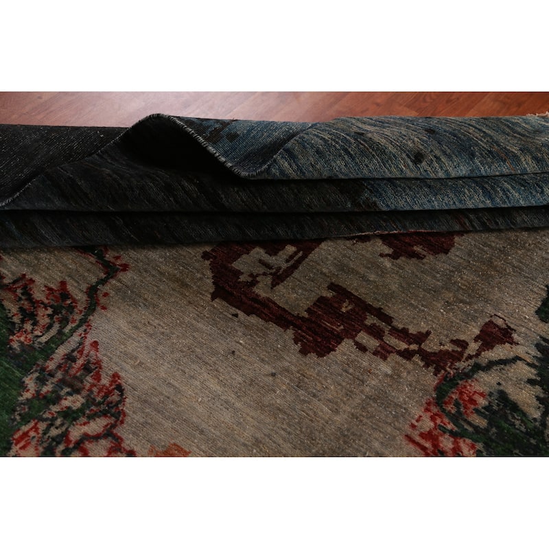 Vegetable Dye Art Deco Oriental Area Rug Hand-Knotted Wool Carpet - 9'11"x 13'0"