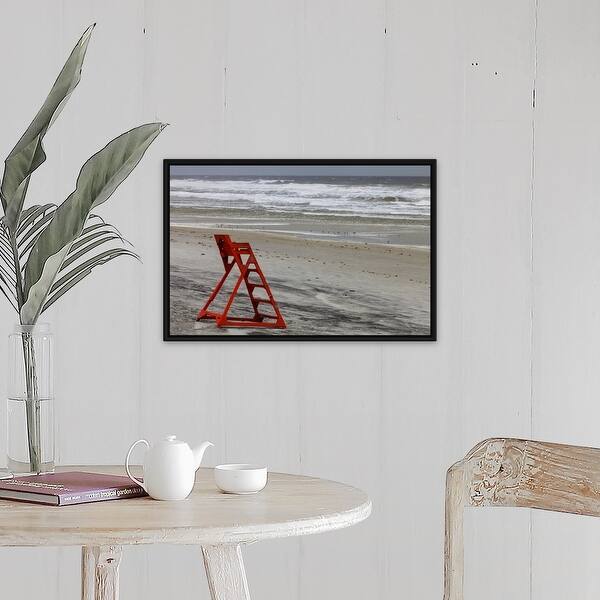 Shop An Empty Lifeguard Chair Black Float Frame Canvas Art Overstock 25516296