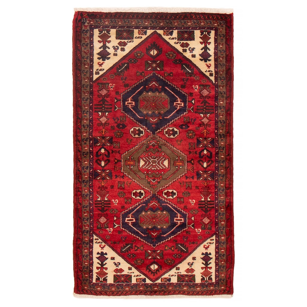 ECARPETGALLERY Hand-knotted Andelz Red Wool Rug - 3'4 x 6'1