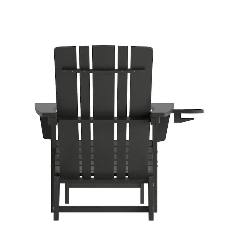 Commercial All-Weather Adirondack Chair with Pullout Ottoman & Cupholder