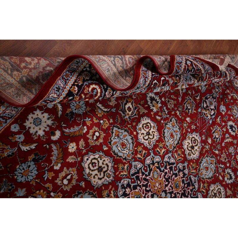 Red Traditional Kashan Turkish Area Rug Machine Made Oriental Carpet - 9'9" x 12'10"