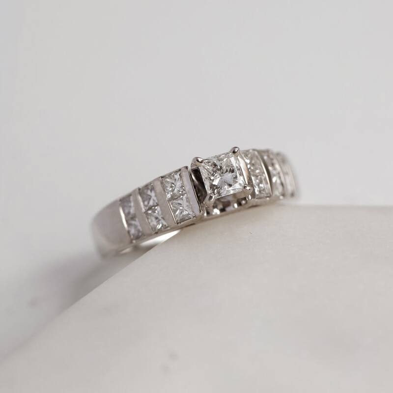 Kobelli 1 Carat Natural Diamond 14k Solid Gold Princess-cut Vertical Channel Holly Ring