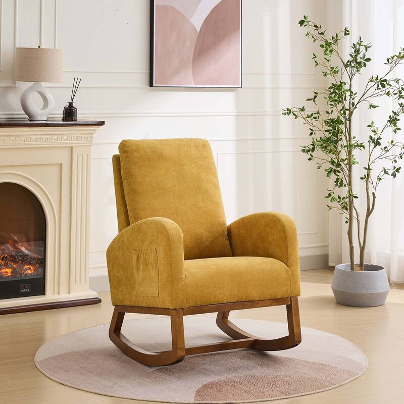 27.2"W Rocking Chair with High Back and Side Pocket