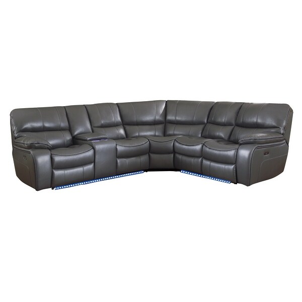 grey leather recliner sectional