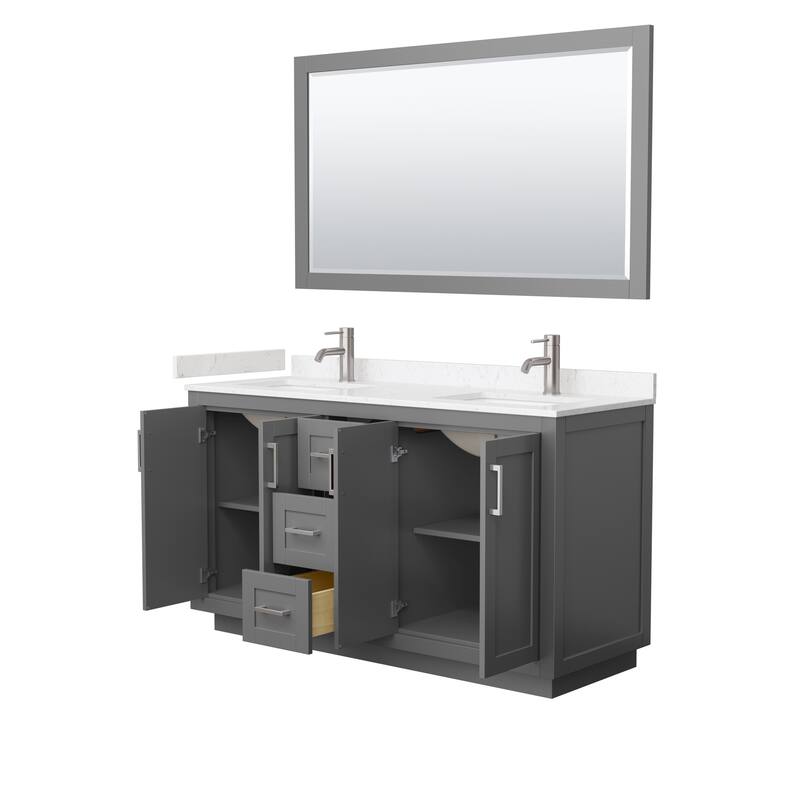 Miranda Bathroom Vanity Set, Cultured Marble Top, 58-Inch Mirror