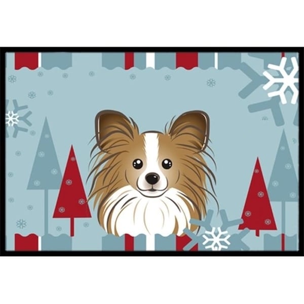 Carolines Treasures BB1744JMAT Winter Holiday Papillon Indoor & Outdoor Mat 24 x 36 in.