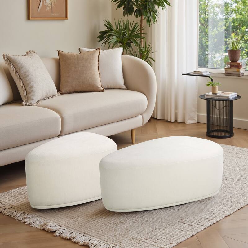 Leon 26" & 43" W Chenille Triangle Cocktail Ottoman Set