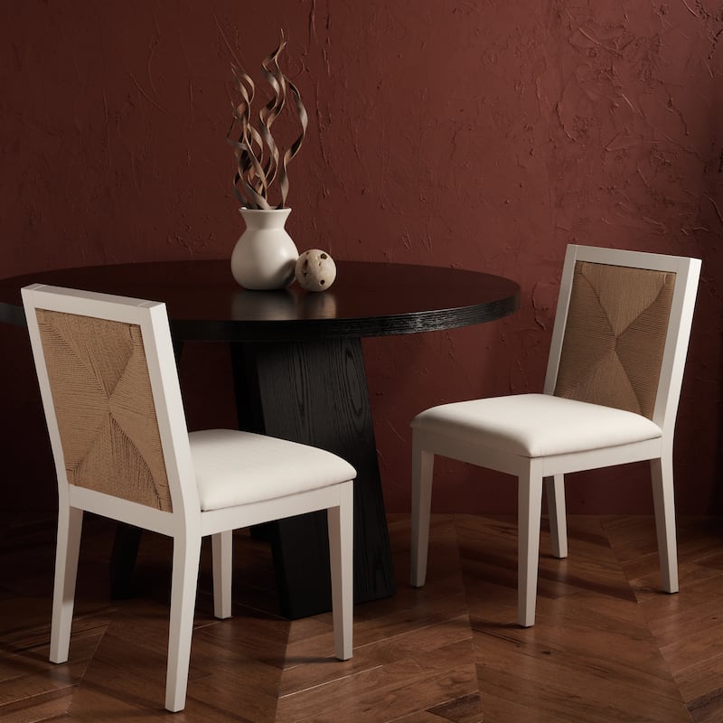 SAFAVIEH Couture Vardit Woven Dining Chair (Set of 2) - 18 In. W x 22 In. D x 34 In. H - 18"Wx22"Dx34"H