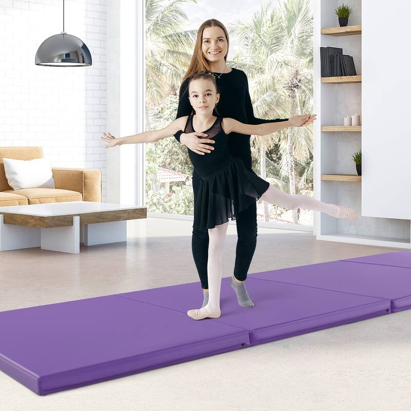 Gymax 10' x 4' x 2'' 4-Panel Folding Exercise Mat w/ Carrying Handles