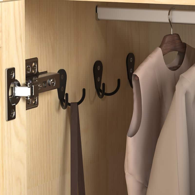 LED Wardrobe Cabinet Bedroom Tall Armoire with Mirror, Folding and Hanging Areas