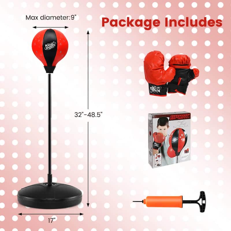 Costway Kids Punching Bag Toy Set Adjustable Stand Boxing Glove Speed