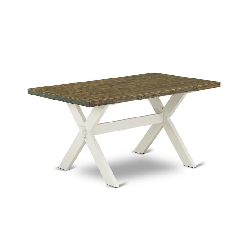 HomeStock 6-Piece Rectangle Distressed Jacobean Finish Solid Wood Top Dining Table with 1-Bench, 4-Chairs